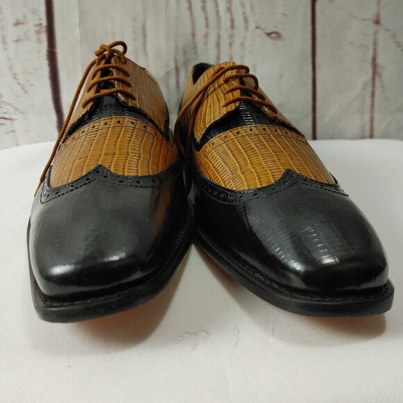 Stacy Adams Memory Foam Reptile Animal Print Two Tone Dress Shoes Size 15 NWOT - Picture 4 of 15